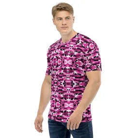 Pink Camo Print Men's T-shirt, Pink Purple Camouflage Military Shirts For Men- Made in USA/EU/MX