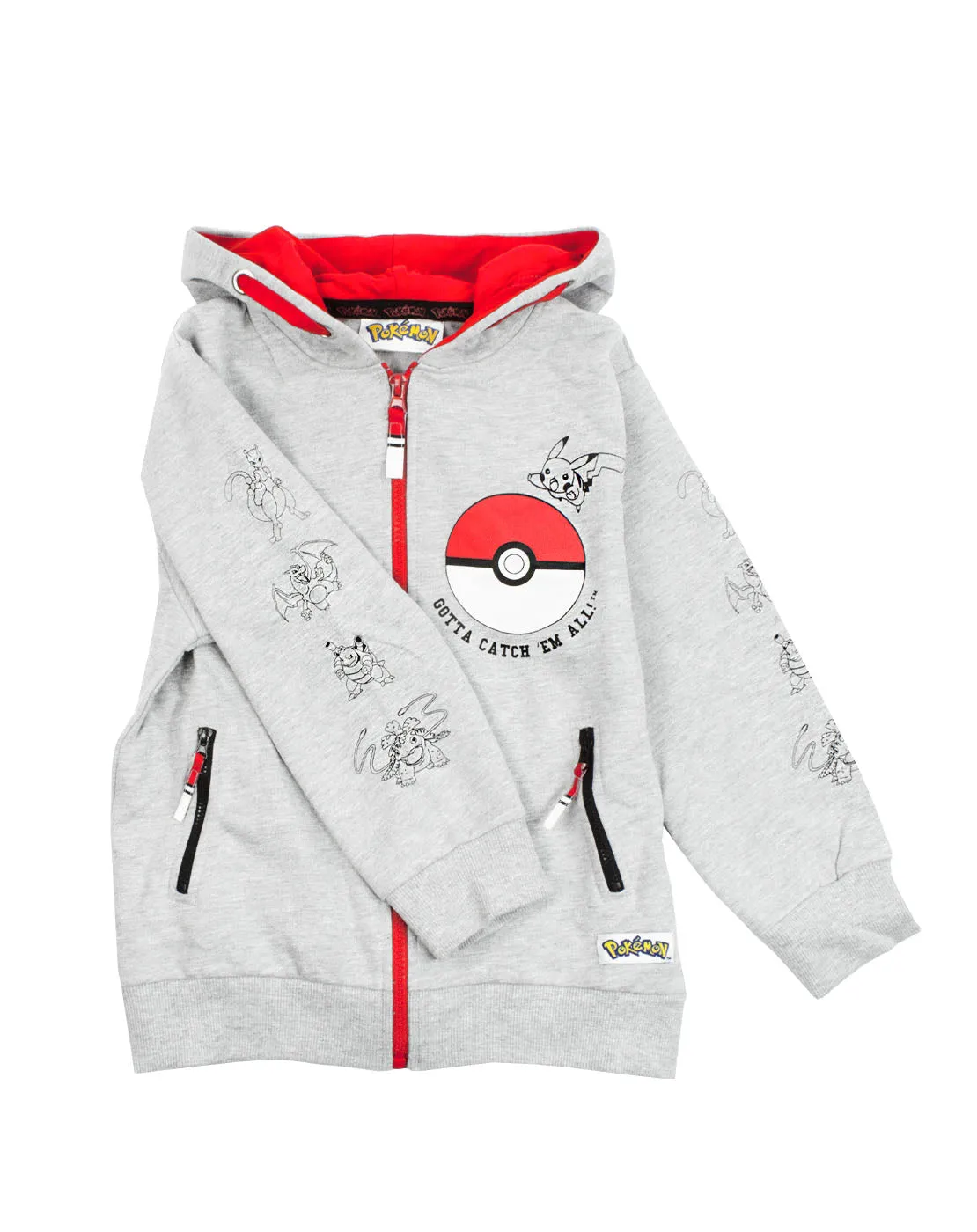 Pokemon Pokeball Boy's Grey Zip Up Hoodie