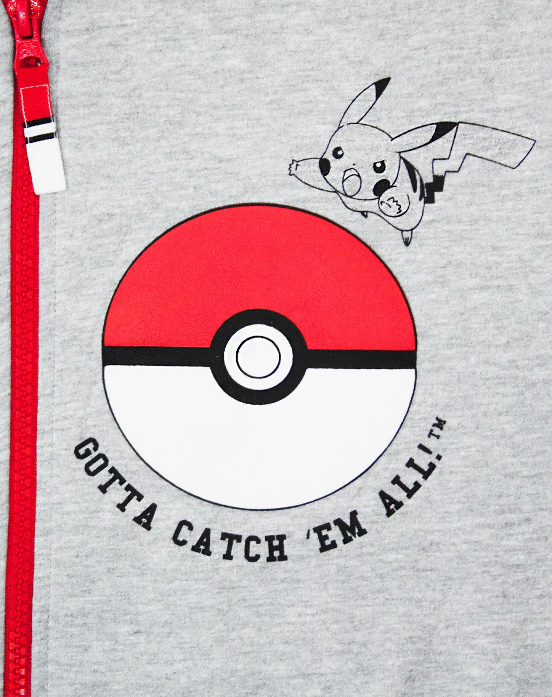 Pokemon Pokeball Boy's Grey Zip Up Hoodie