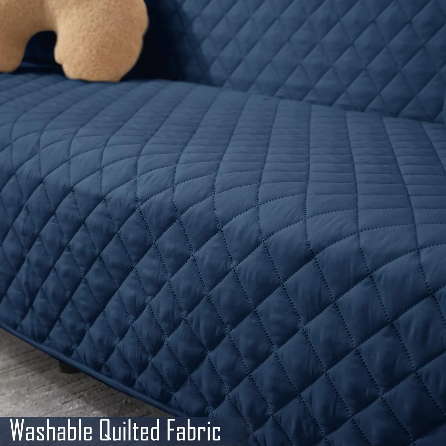 Quilted Polyester Sofa Cover Mat Pet Friendly, Navy Blue