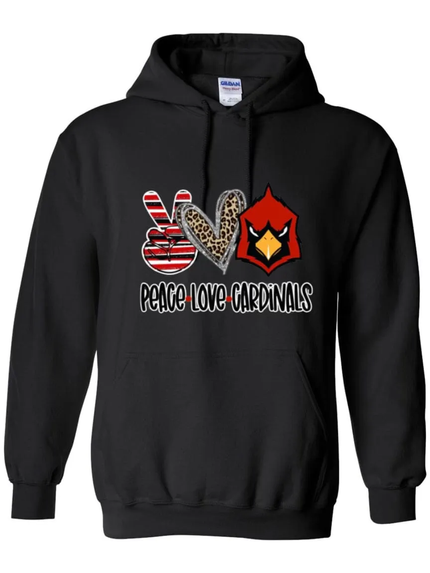 "Love Peace Cardinals" Pullover Hoodie-Youth