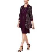 R&M Richards Womens Metallic Sequined Blazer, Size 8