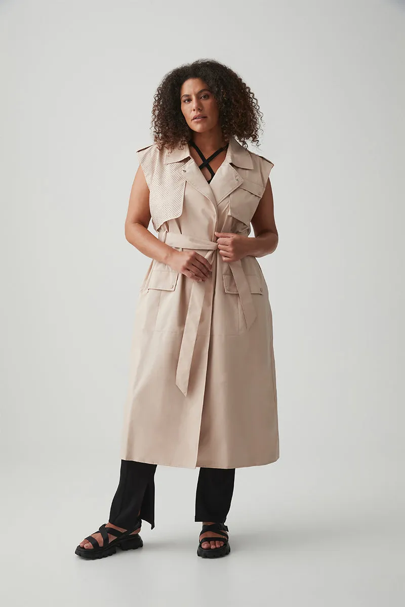 Sleeveless Belted Trench 703