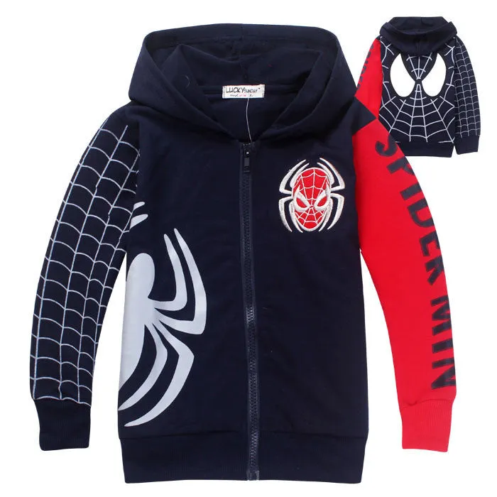 Spring Autumn Children's Coat boys Spiderman embroidered hoodie jackets Kids cartoon Clothes baby outerwear