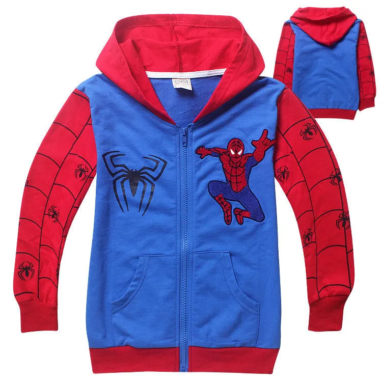 Spring Autumn Children's Coat boys Spiderman embroidered hoodie jackets Kids cartoon Clothes baby outerwear