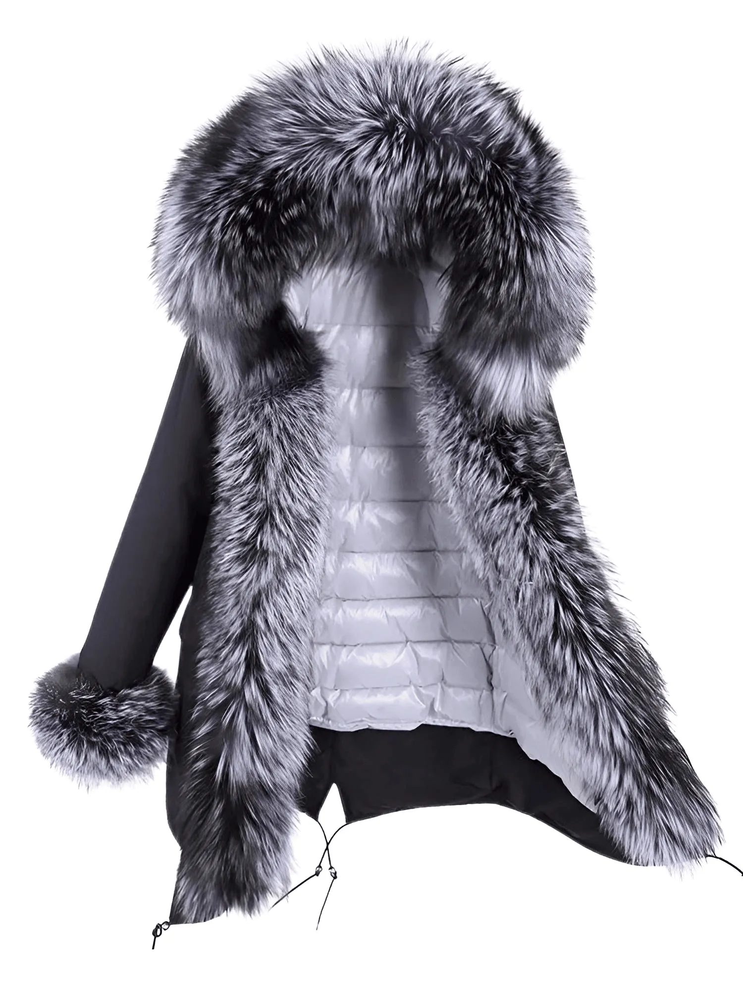 White Duck Down Women's Real Fur Coats