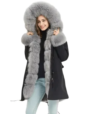 White Duck Down Women's Real Fur Coats