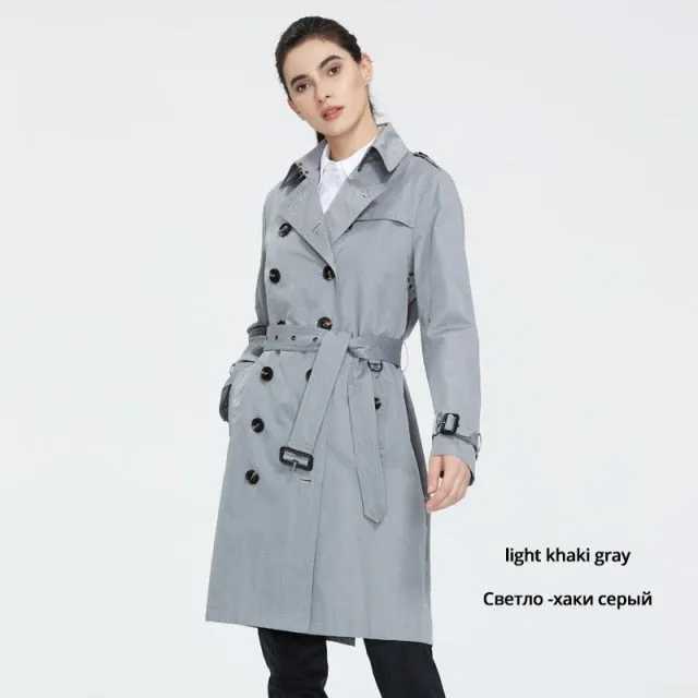 Wjczt Women Autumn lapel windbreaker fashion double breasted women&#39;s trench coat quality women clothing GWF20023D