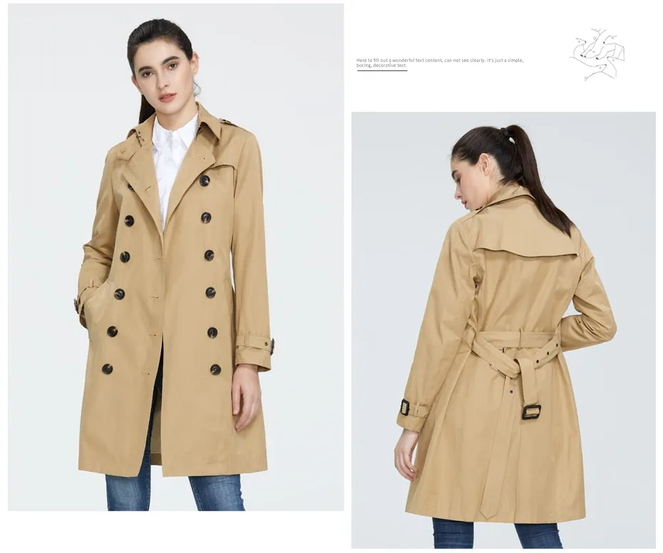 Wjczt Women Autumn lapel windbreaker fashion double breasted women&#39;s trench coat quality women clothing GWF20023D