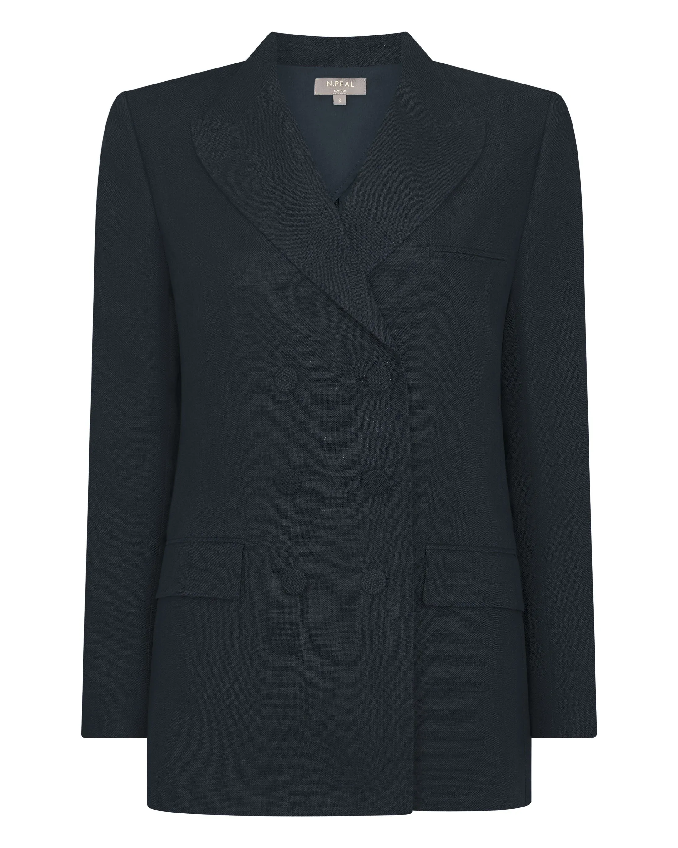 Women's Ava Double Breasted Linen Jacket Navy Blue