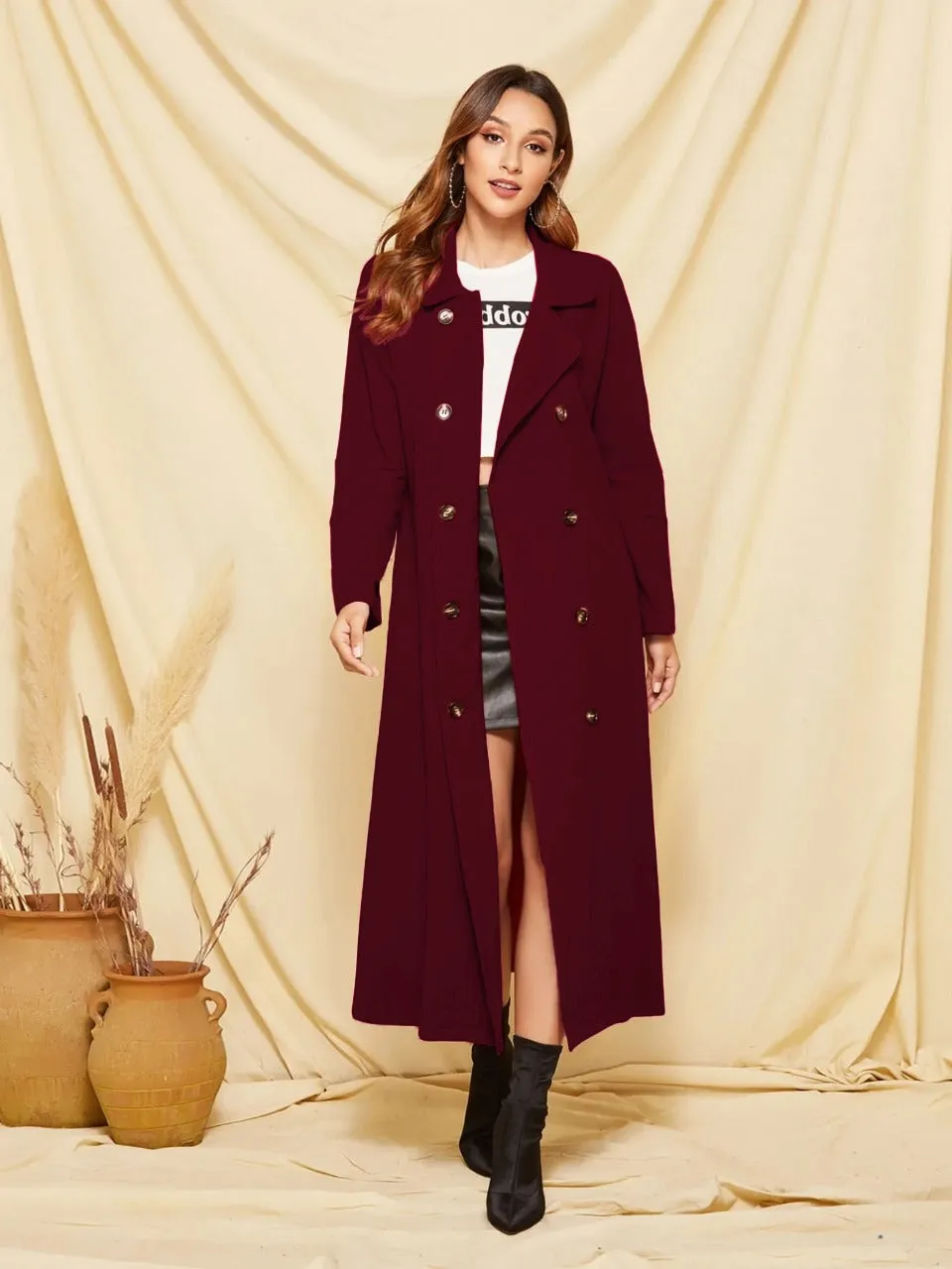 Wool Double Button Pocket Side Trench Coat( CLEARANCE SALE