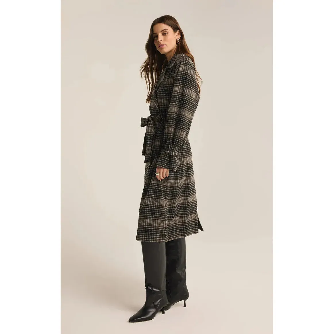 Z Supply Jackie Plaid Trench Coat