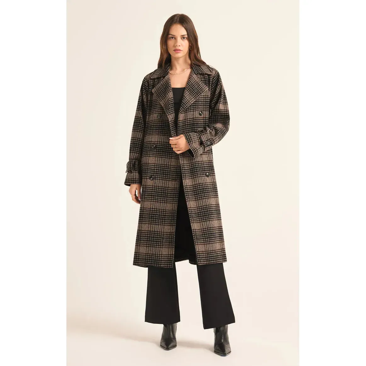 Z Supply Jackie Plaid Trench Coat